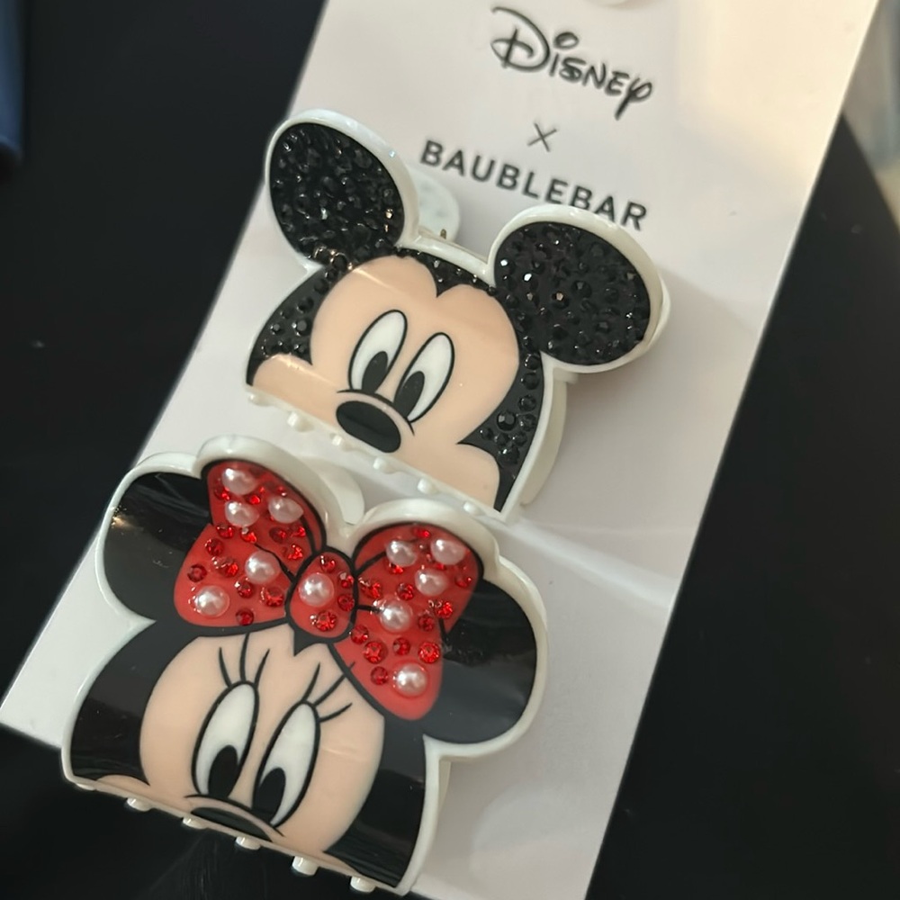 NEW Disney x Baublebar Mickey Minnie Mouse small claw clips two pack hair